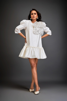 Metallic Applique DetailingMini-Dress