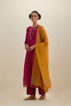 Golden Poppy Cotton Chanderi Dupatta