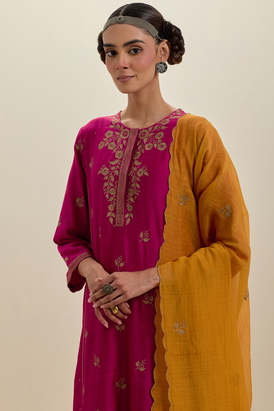 Golden Poppy Cotton Chanderi Dupatta