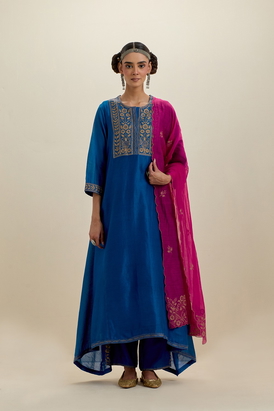 Dark Fuchsia Cotton Chanderi Dupatta