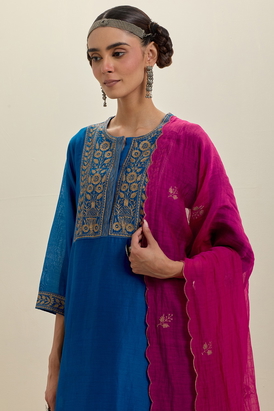 Dark Fuchsia Cotton Chanderi Dupatta