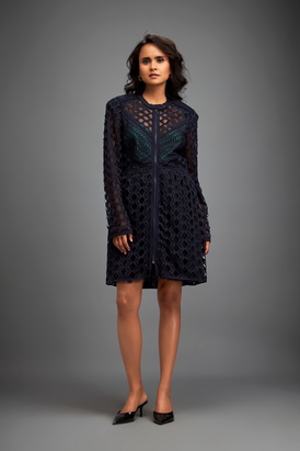 Mesh Dress With Geometric Patterns