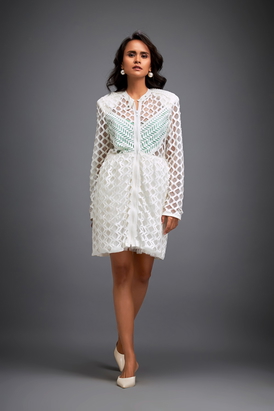 Mesh Dress With Geometric Patterns