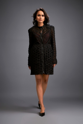 Mesh Dress With Geometric Patterns
