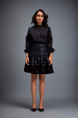 Structured Skirt With Layered Circular Appliqué