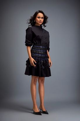 Structured Skirt With Layered Circular Appliqué