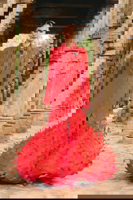 Draja Red Co-Ord Set With Volume 