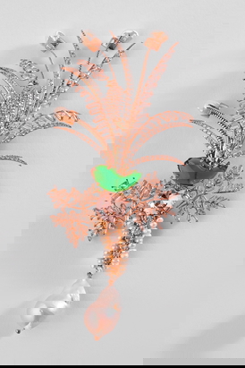 Le Sunset Palm Brooch in Jade Green