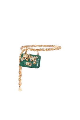 24K Gold Chain-Link Belt Bag : Green