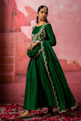 Green Jodha Jacket Anarkali Set
