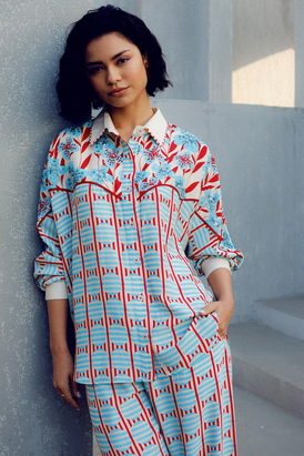 White Print Play Kimono