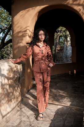 Copper Line Printed Sandra Straight Pants