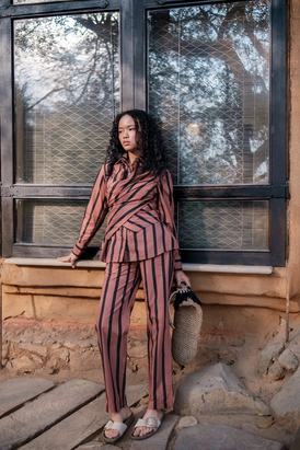Copper Stripes Sandra Straight Pants