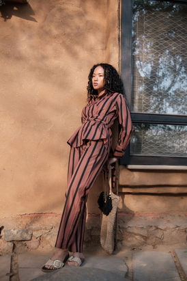 Copper Stripes Sandra Straight Pants