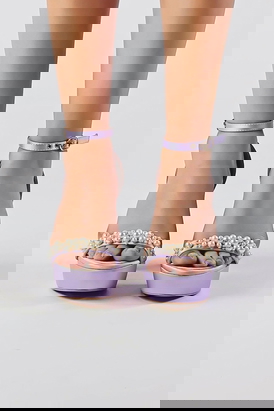 The Dandelion Twinkle - Lilac Platform Block Heels