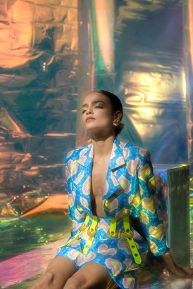 Cerulean Blue Playsuit In Blinding Hearts