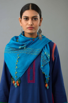 Turquoise blue square scarf 