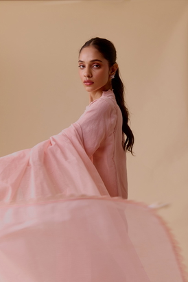 Resham Kurta Set - Pink