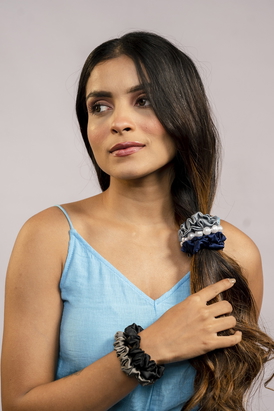 Luxury Scrunchies Set of 5 with Free Pouch - Neutral Gift Set