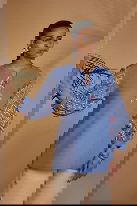 ORIGANI Blue Rainforest Blouse