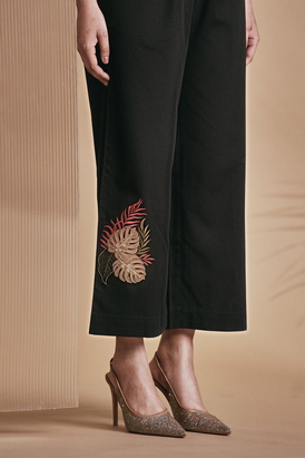 ORIGANI Black Tropical Leopard Pant
