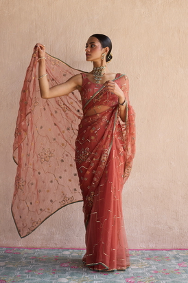 Orange Patiala Saree