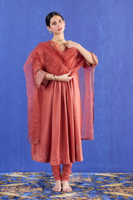 Orange Mani Kaftan Suit