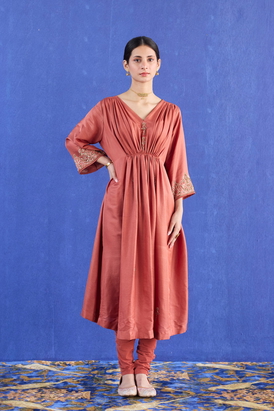 Orange Mani Kaftan Suit