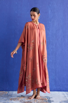 Orange Kaftan Jacket Set