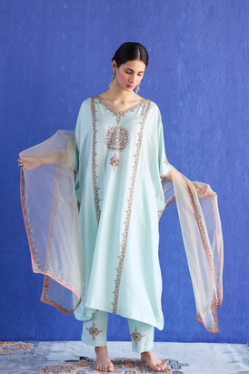 Blue Bindi Kaftan Suit