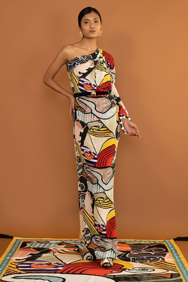 Iconomash Asymmetrical Ruched Kaftan