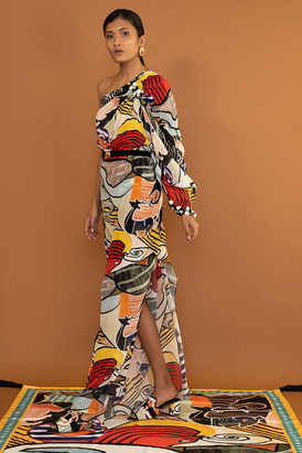 Iconomash Asymmetrical Ruched Kaftan
