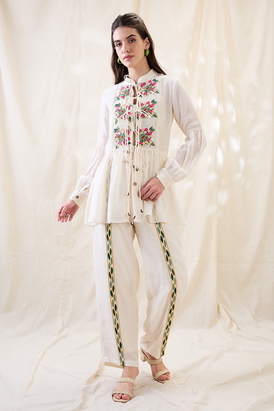 Gulzaar Appliqued Peplum Top Palazzo Set