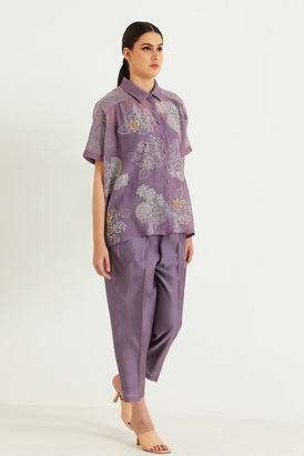 Cotton Chanderi Printed Shirt and Pant in Silk Chanderi