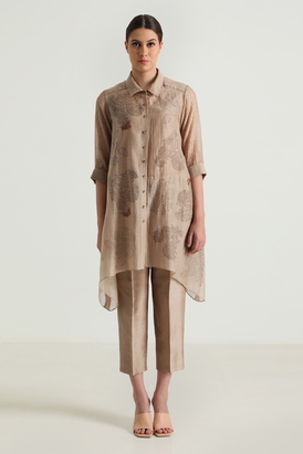 Cotton Chanderi Shirt and Pant in Silk Chanderi