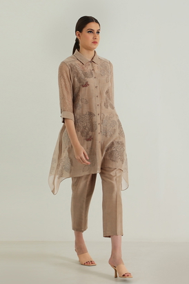 Cotton Chanderi Shirt and Pant in Silk Chanderi
