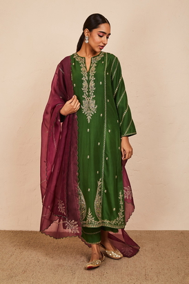 Green Niva Kurta Set