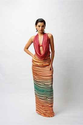 Satin Allure Backless Resort Gown