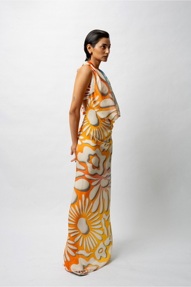 Satin Allure Backless Resort Gown