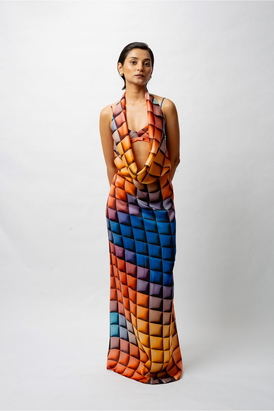 Satin Allure Backless Resort Gown