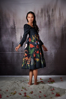 Black Grandma Full Sleeves Dress