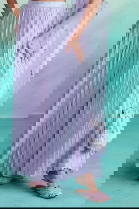 Digital Lavender Micropleated Sharara Pants