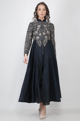 Cutwork Jaal Emb Zippered Anarkali Set