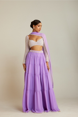 Lilac Pearl Drop Sharara Set