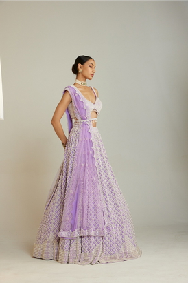 Lilac Pearl Drop Lehenga Set