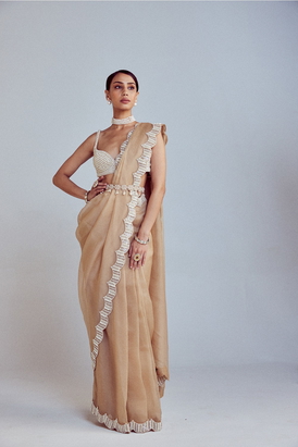 Beige Saree Set
