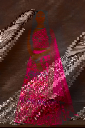 Banarsi Silk Lehenga With Duppatta And Unstitched Blouse