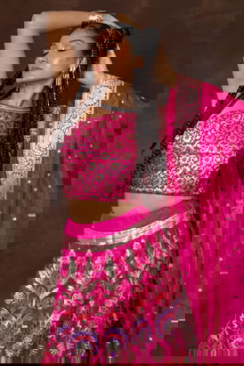 Banarsi Silk Lehenga With Duppatta And Unstitched Blouse